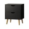 Oikiture Bedside Table 2 Drawers Nightstand Storage Cabinet Black