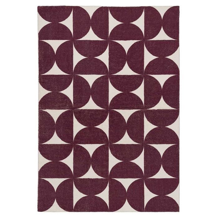 Loopsie-330cm X 240cm-hidcote Burgundy And Ivory Geometric Washable Rug