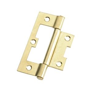 Lane 75 x 47 x 1.6mm Brass Plated Fixed Pin Easy Fit Hinge - 2 Pack
