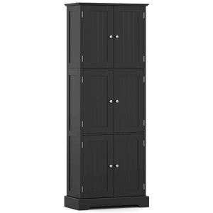 Costway Sideboard Cupboard 6 Doors Storage Cabinet Pantry-Black