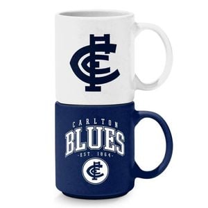 Afl Stackable Mug - Carlton Blues - Set Of 2 - Coffee Cup - 305ml
