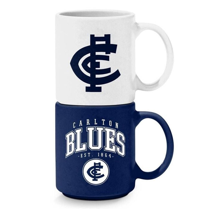 Afl Stackable Mug - Carlton Blues - Set Of 2 - Coffee Cup - 305ml
