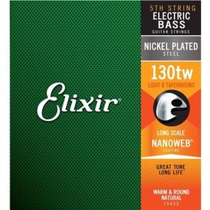 Elixir #15432 Bass Guitar Nano Steel 0.130 L-TW Single Strings