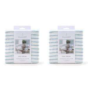 2PK The Peanutshell Dino Dreams Stripe Changing Pad Cover Baby Nursery Decor