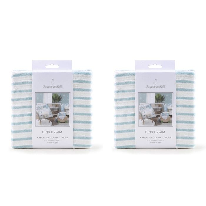 2PK The Peanutshell Dino Dreams Stripe Changing Pad Cover Baby Nursery Decor