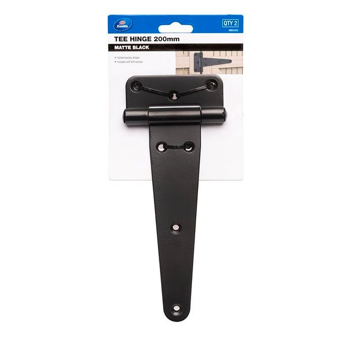 Zenith 200mm Matte Black Tee Gate Hinge - 2 Pack