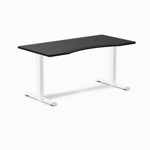 Desky Fixed Height Black Ergo Edge Desk 150x75cm White Leg