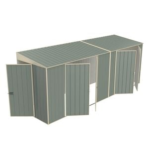 Build-a-Shed 1.5 x 5.2 x 2.0m Green Skillion Double Plus Double Hinged Side Doors Shed