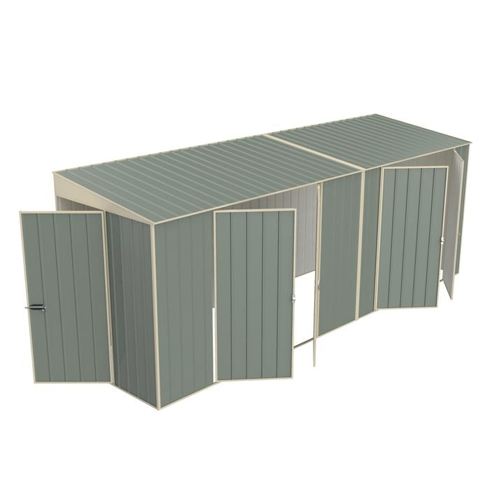 Build-a-Shed 1.5 x 5.2 x 2.0m Green Skillion Double Plus Double Hinged Side Doors Shed
