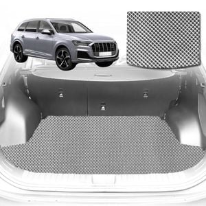 6D Diamond Car Boot Mat for Audi Q7 SQ7 4L 2005-2015-(3rd Row folded/5 seater)-Cargo Mat-Grey-Outback GT