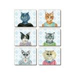 Cinnamon Placemats Cork Backed Set of 6 Lady Cat Luncheon.