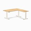 Desky Hardwood L-Shape Sit Stand Desk Wheat Frame 150x155cm - White Oak