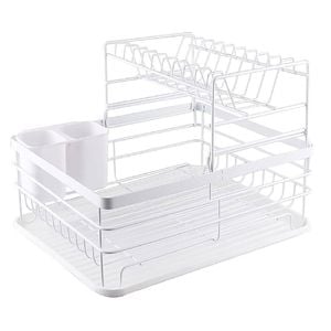 CARLA HOME 2-Tier Dish Drying Rack for Kitchen Counter with Removable Drip Tray, Utensil Holder and Cutlery Organizer