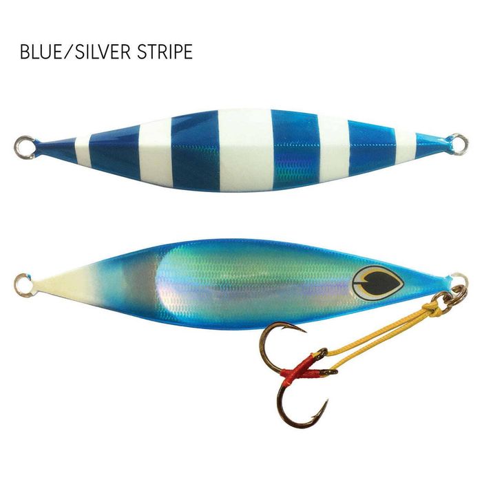 Black Magic Flipper Jig 150g Slow Pitch Fishing Jig Blue/Lumo Stripe
