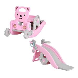 Costway 4-in-1 Rocking Horse Indoor Slide Set Kids Ride On Toy, Pink