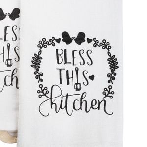 100% Cotton terry Printed Tea towel - White 40 x 70 cm