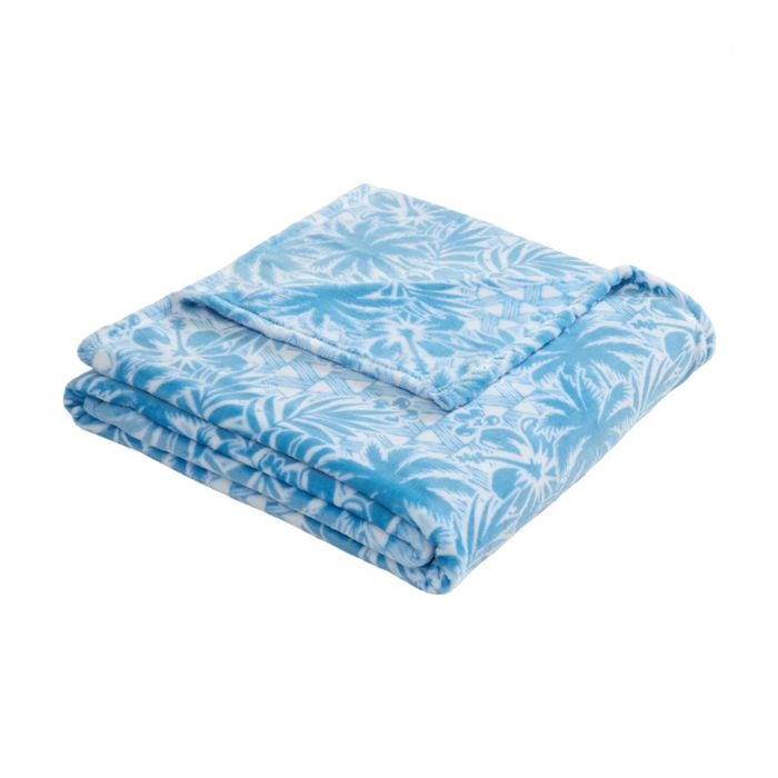 Tommy Bahama Lanikai Fronds Ultra-soft Plush Throw 152x178cm Medium Blue