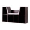 Costway Kids Bookcase Toy Storage Cabinet Upholstered Reading Seat Brown