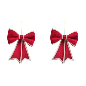 2PK Urban Large Bow Hanging Christmas Tree Decoration Ornament 21cm Red