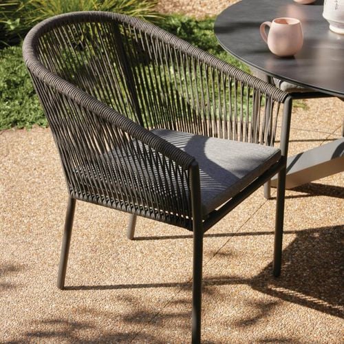 Mimosa Aluminium Charcoal Rope Dining Chair Bunnings Australia