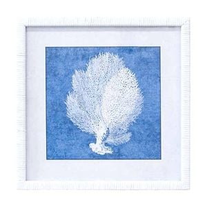 Lvd White Wooden Frame Coastal Coral Print Wall Hanging Decor 50x50cm Assorted