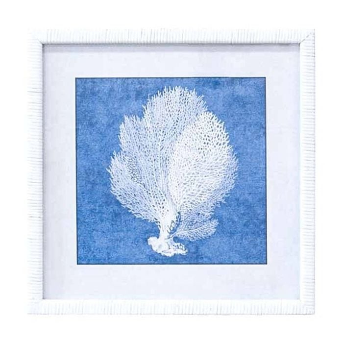 Lvd White Wooden Frame Coastal Coral Print Wall Hanging Decor 50x50cm Assorted