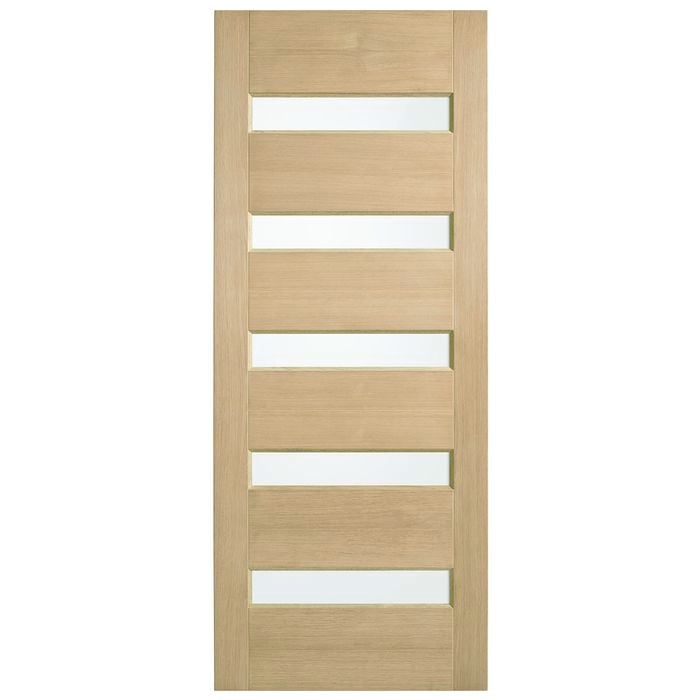 Corinthian 2340 x 820 x 40mm Entrance Door Blonde Oak Clear Glass AWO52G
