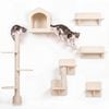 Advwin 5-in-1 Cat Wall Shelves Wooden Climbing Wall with Scratching Post