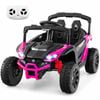 Costway 12V Electric UTV Truck w/Remote Control 3 Speed LED Light Rose