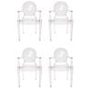 Sk Designer Living | Pack Of 4 | Replica Philippe Starck Louis Ghost Arm Chair | Clear