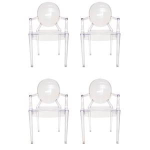 Sk Designer Living | Pack Of 4 | Replica Philippe Starck Louis Ghost Arm Chair | Clear