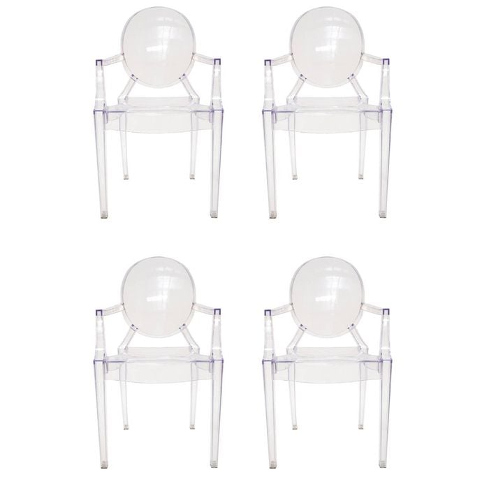 Sk Designer Living | Pack Of 4 | Replica Philippe Starck Louis Ghost Arm Chair | Clear