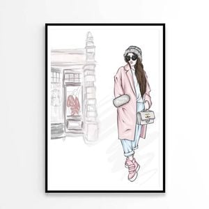 Stylish Fancy Girl with Elegant Bag Print 100% Australian Made 90x120cm (Poster)