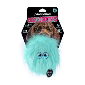 Paws And Claws Furry Giggle Ball Critter Dog Squeaky Chew Toy 12x9x9cm Assorted