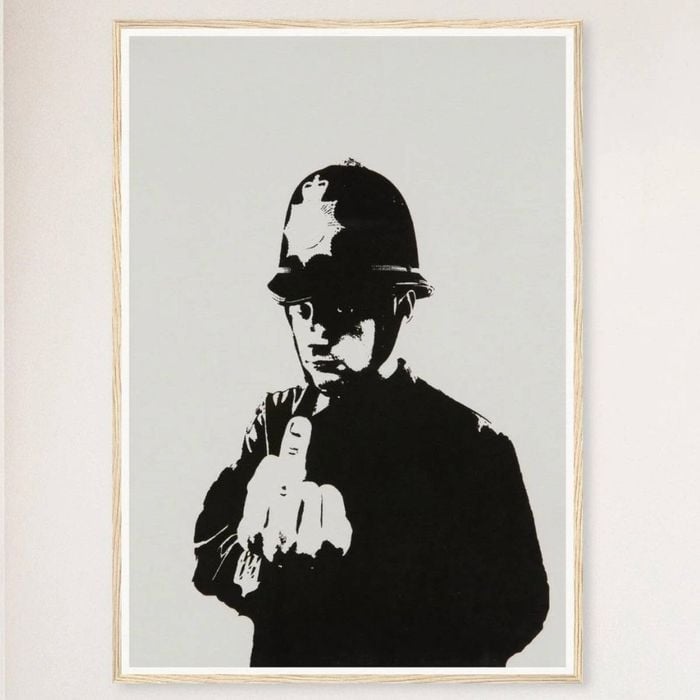 Galrie Banksy Rude Copper Artwork Print Iconic Urban Art from 2002, Wood Frame, A3 30 x 42cm (12 x 16inch)
