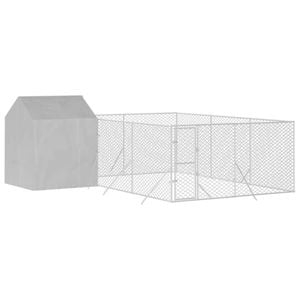 vidaXL Dog Kennel Outdoor Dog Crate Dog House with Roof Silver Galvanised Steel 6x6x2.5 m