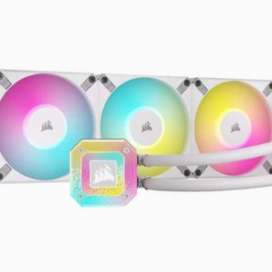CORSAIR H150i Elite White CAPELLIX Radiator, 2x ML140 RGB PWM Fans, Ultra Bright RGB Pump Head. Liquid Cooling. Black. 5 Yrs .