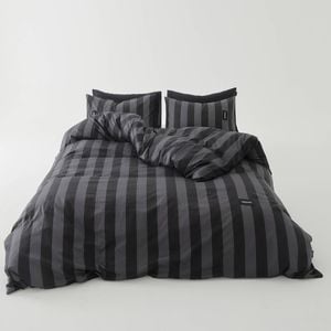 Black Stripe 100% Cotton Quilt Cover Set - King Size