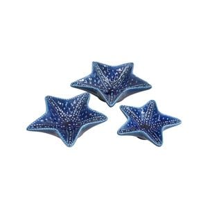 3pc Ceramic 13.5/16.5/20cm Starfish Plate Set Home Decor - Blue