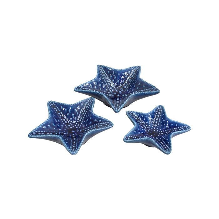 3pc Ceramic 13.5/16.5/20cm Starfish Plate Set Home Decor - Blue