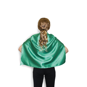 SHORT CAPE Kids Childrens Party Costume Vampire Coat School Team Colours Green