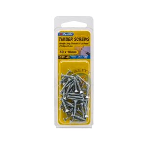 Zenith 6G x 20mm Zinc Plated Hinge-Long Threads Countersunk Head Timber Screws - 45 Pack