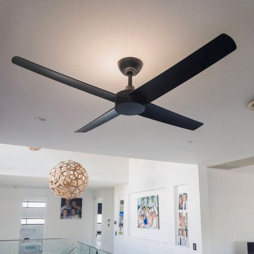 black 4 blade ambience fan with uplight