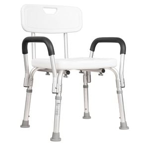 Heavy Duty Shower Chair with Adjustable Height and Padded Armrests for Enhanced Comfort - Regular - DJMed