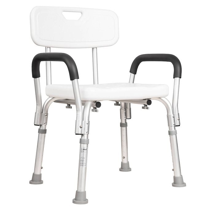 Heavy Duty Shower Chair with Adjustable Height and Padded Armrests for Enhanced Comfort - Regular - DJMed