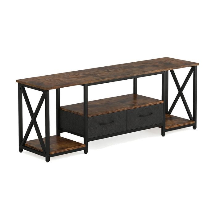 Advwin TV Cabinet 160cm Entertainment Unit Stand w/ Shelf & Drawers Media Console Walnut