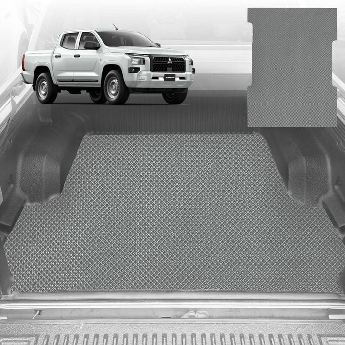 6D Diamond Ute Tub Mat for All-New Mitsubishi Triton Double Cab (LC/MV) 2024-Current (with Spray On Liner or No Liner) - Grey