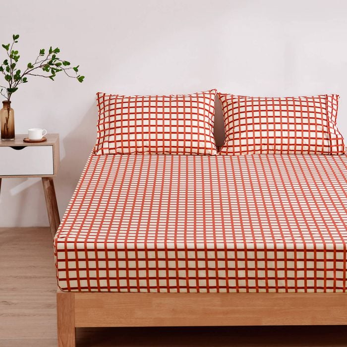 Dreamaker Micro Flannel Grid Combo Fitted Sheet Set Sienna Double Bed