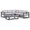 Santorini Package B Outdoor Aluminium Corner Lounge Charcoal & Textured Olefin Grey Cushions