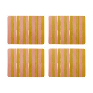 4pc Porto Carnevale Brown/pink Striped Dinner Placemats 34x26.5cm
